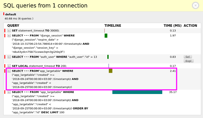 Query finished in under 200ms and was not killed.